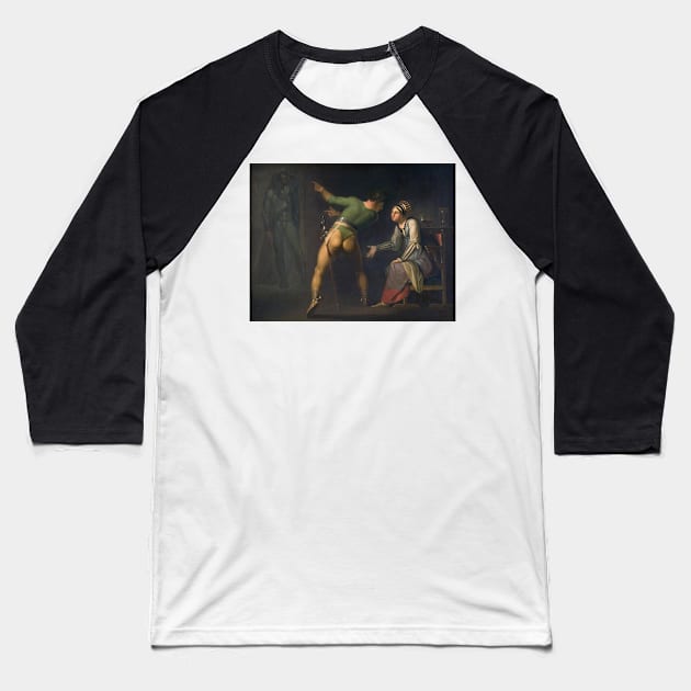 Hamlet and his Mother. Episode from Shakspeare's Hamlet by Nicolai Abildgaard Baseball T-Shirt by Classic Art Stall